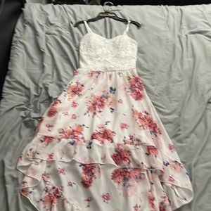 White high-low floral dress